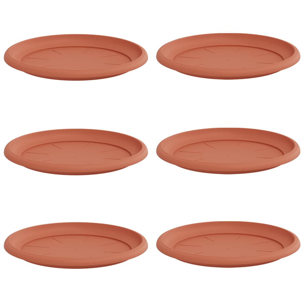 Vidaxl bols à fleurs ronds 6 pcs rouge brique ø 27 x 2,5 cm en plastique