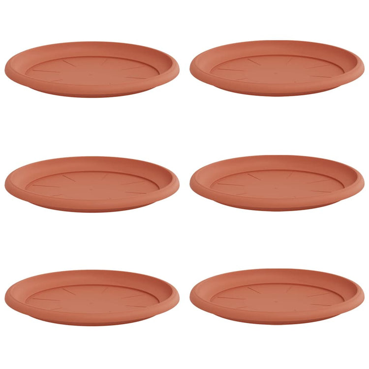 Vidaxl bols à fleurs ronds 6 pcs rouge brique ø 27 x 2,5 cm en plastique