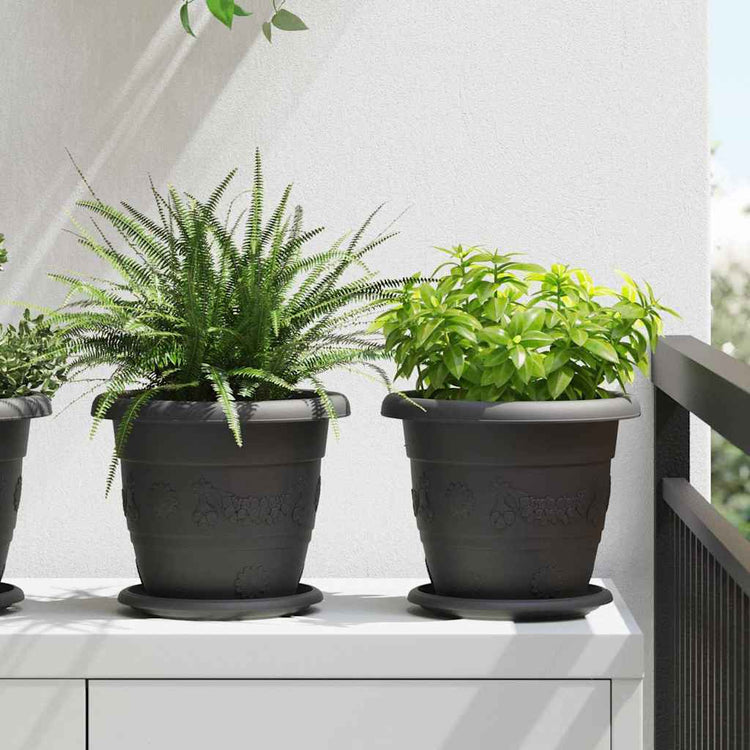 Vidaxl bols à fleurs ronds 6 pcs noir ø 17,5 x 2 cm en plastique