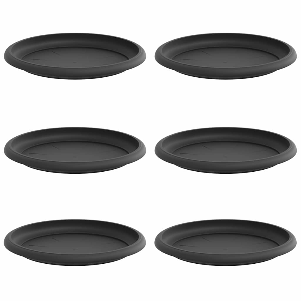Vidaxl bols à fleurs ronds 6 pcs noir ø 17,5 x 2 cm en plastique