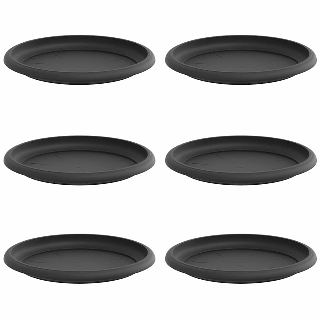 Vidaxl bols à fleurs ronds 6 pcs noir ø 19 x 2 cm en plastique