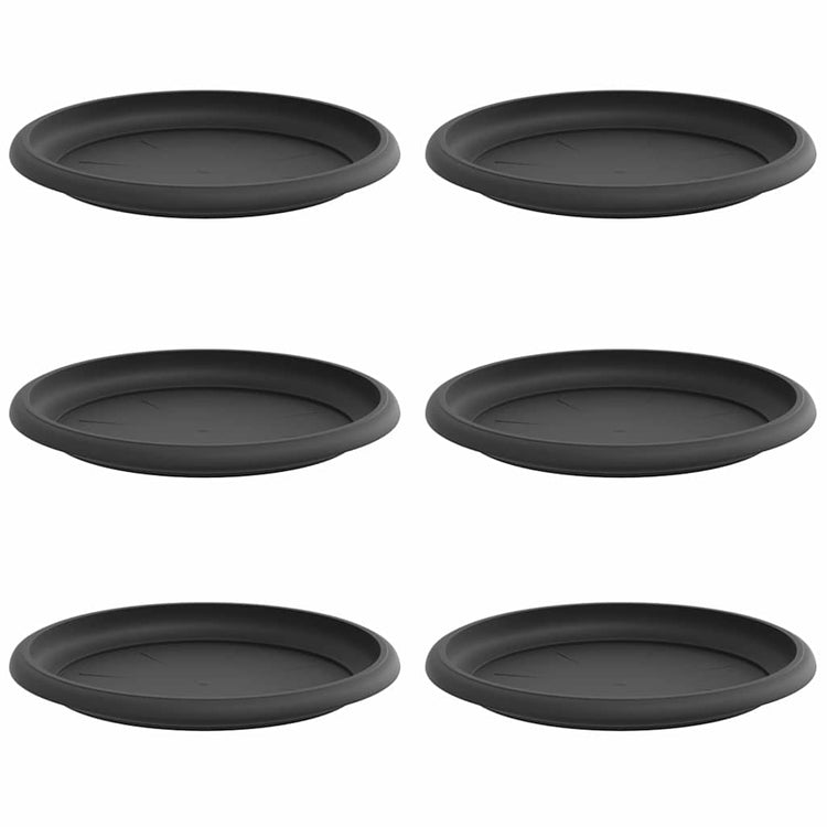 Vidaxl bols à fleurs ronds 6 pcs noir ø 19 x 2 cm en plastique