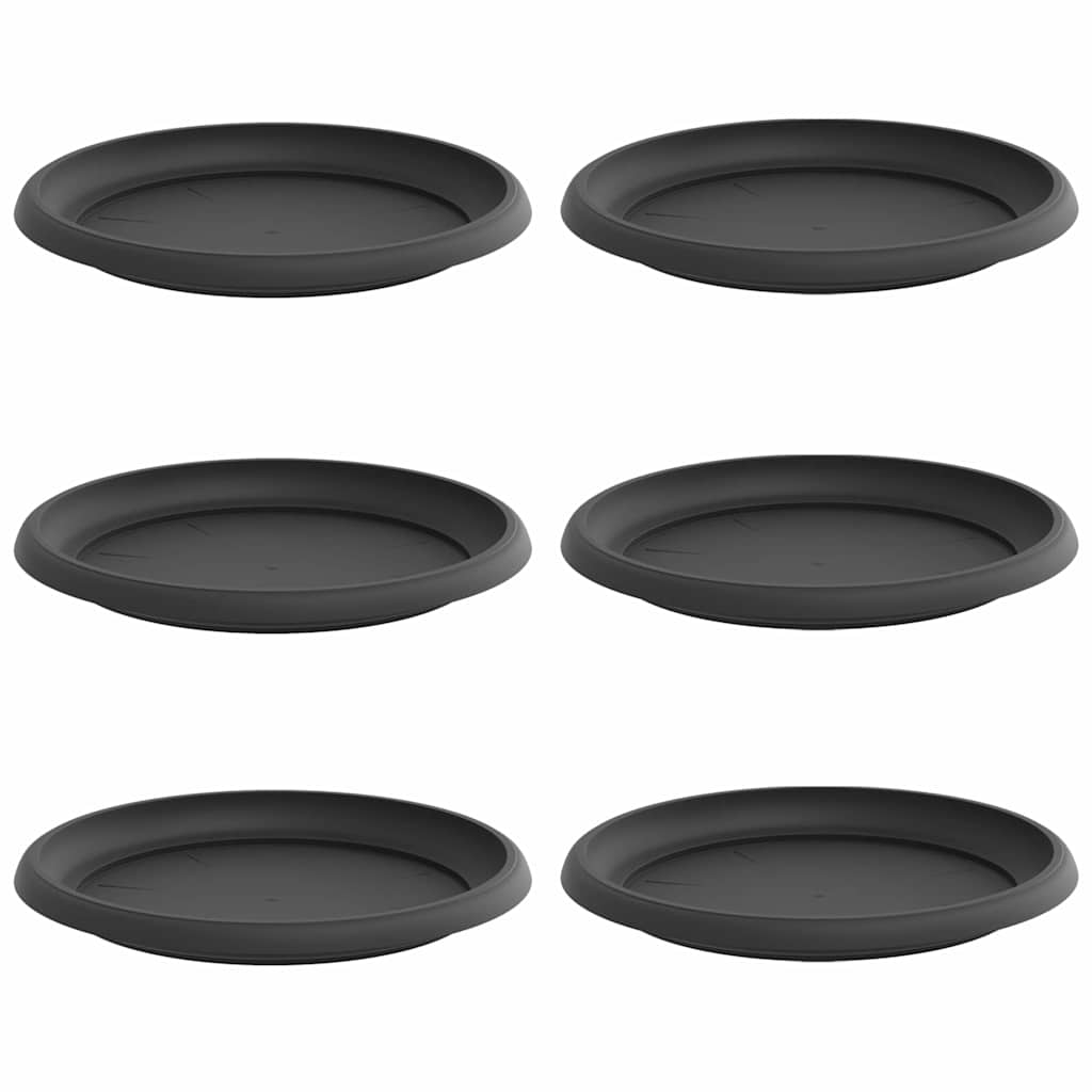 Vidaxl bols à fleurs ronds 6 pcs noir ø 14 x 2 cm en plastique