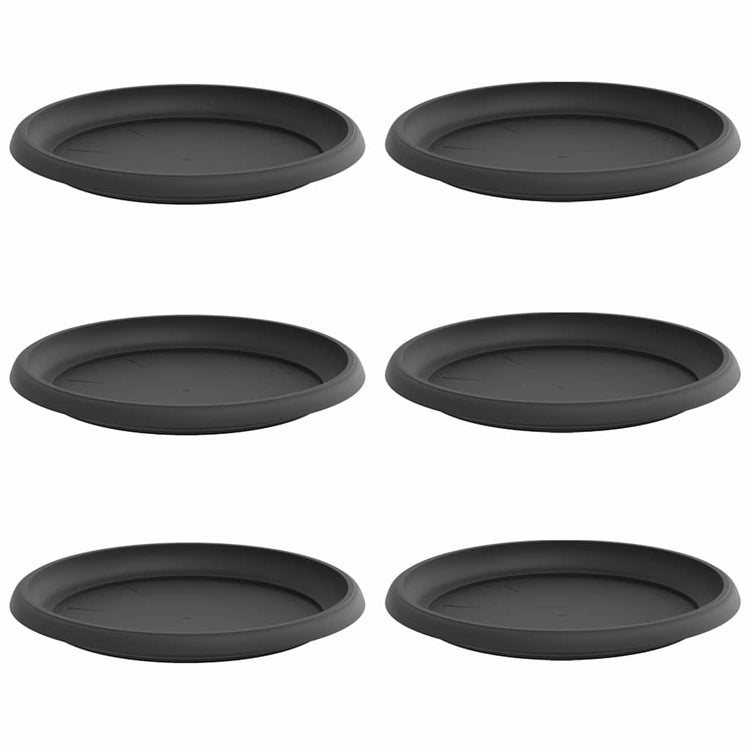 Vidaxl bols à fleurs ronds 6 pcs noir ø 14 x 2 cm en plastique
