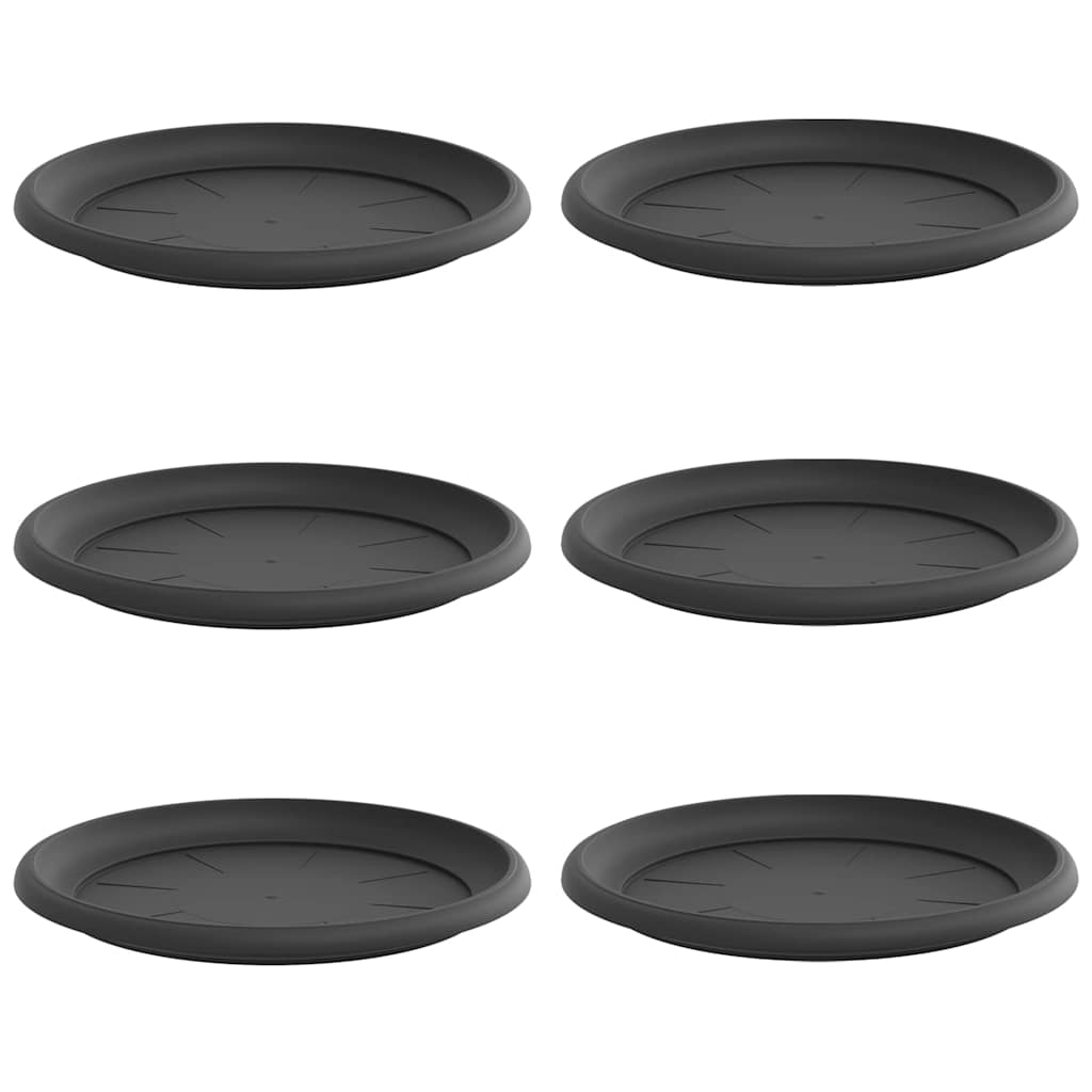 Vidaxl bols à fleurs ronds 6 pcs noir ø 14 x 2 cm en plastique