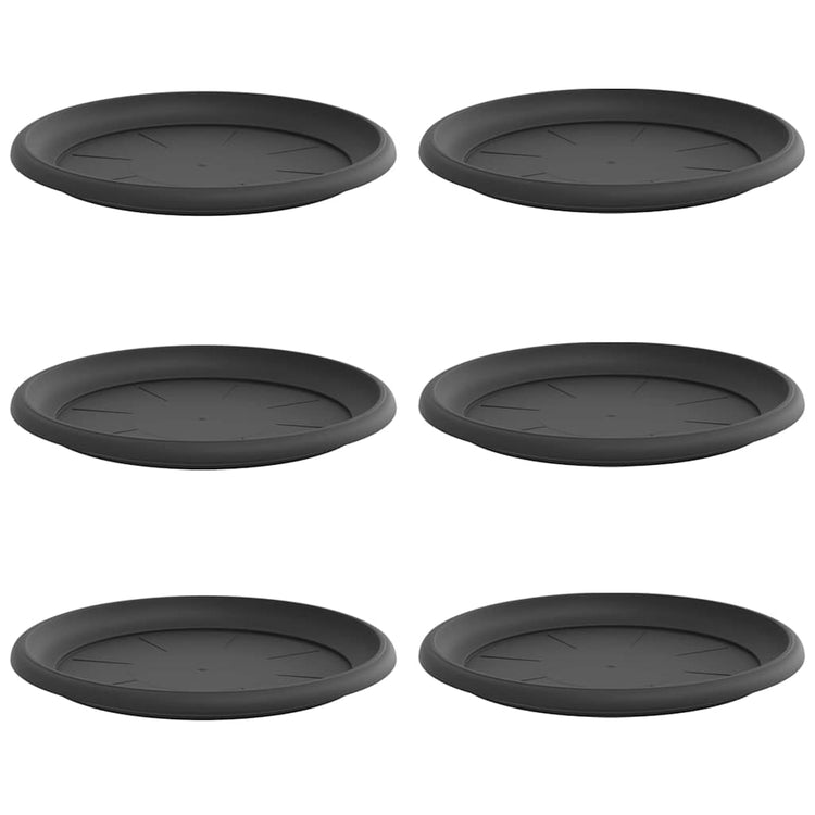 Vidaxl bols à fleurs ronds 6 pcs noir ø 14 x 2 cm en plastique