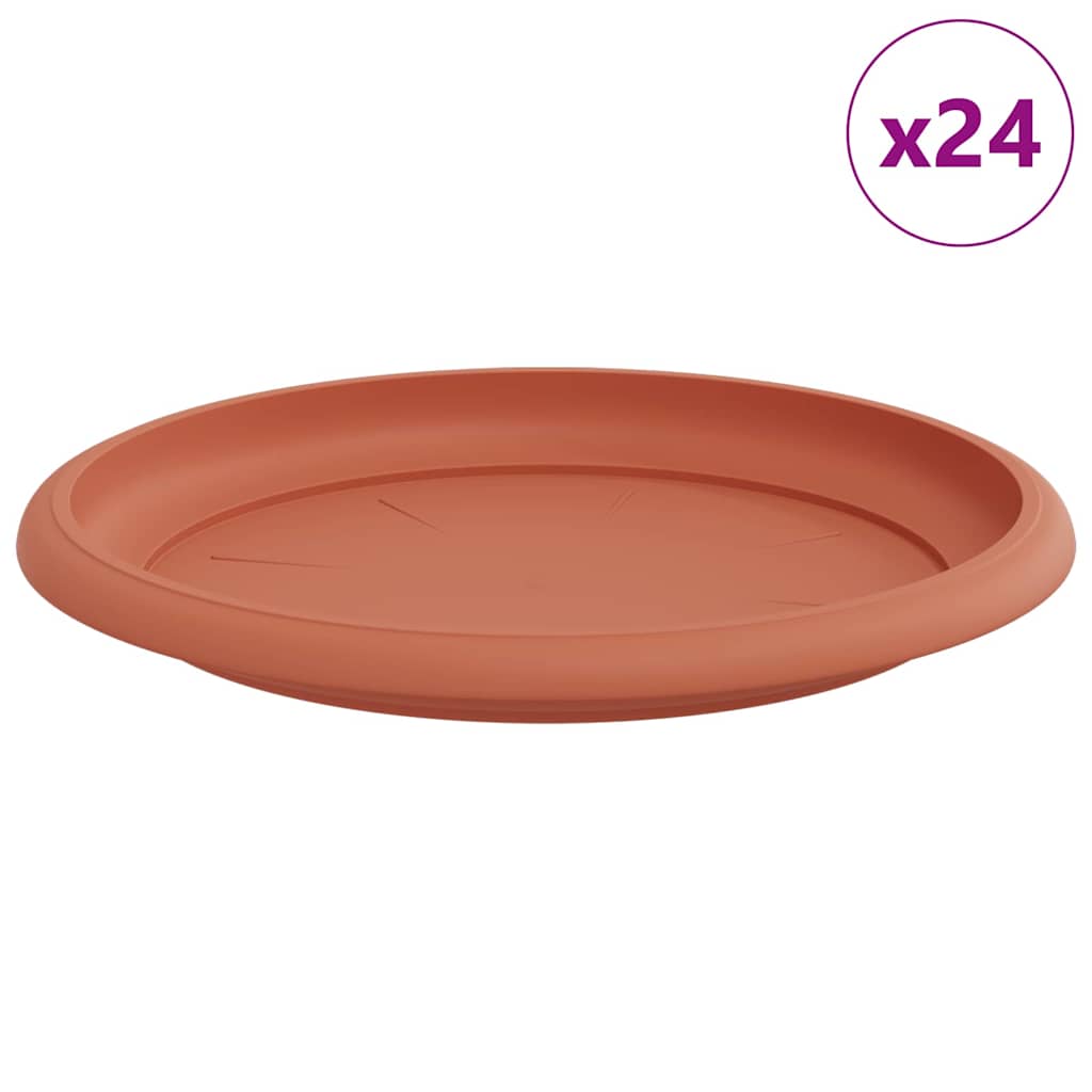 Vidaxl bols à fleurs ronds 24 pcs rouge brique ø 14 x 2 cm en plastique