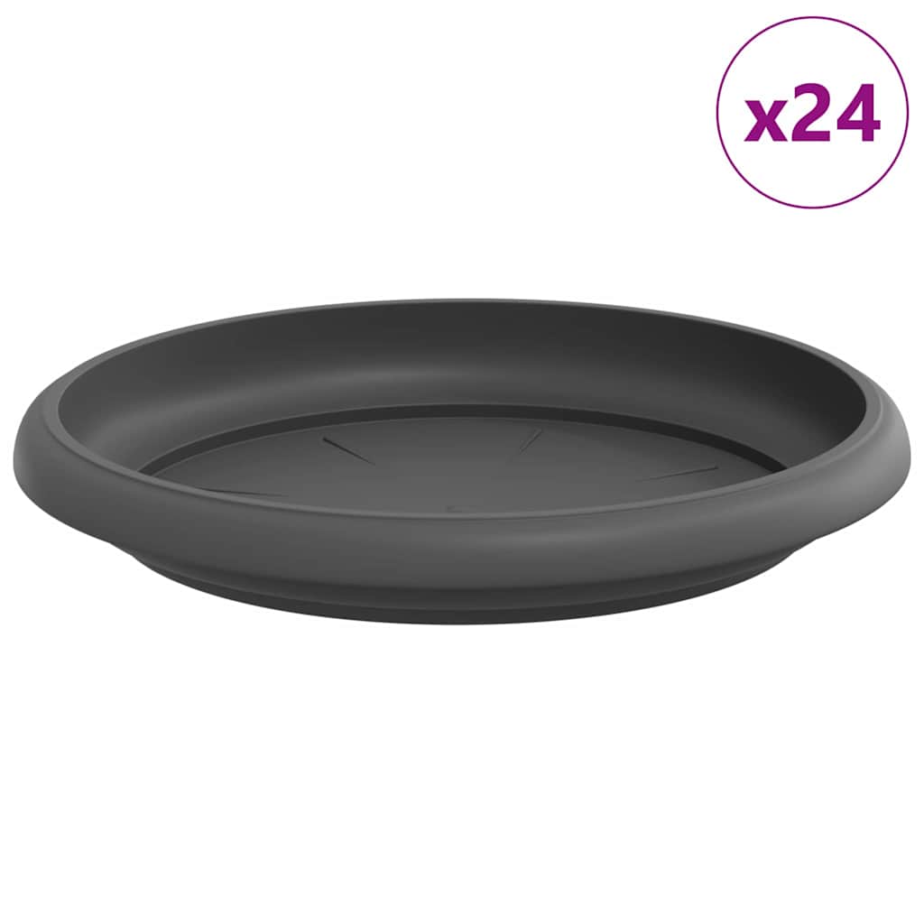 Vidaxl bols à fleurs ronds 24 pcs noir ø 15,5 x 2 cm en plastique