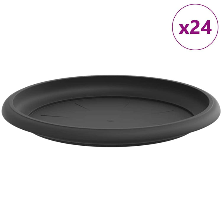 Vidaxl bols à fleurs ronds 24 pcs noir ø 19 x 2 cm en plastique
