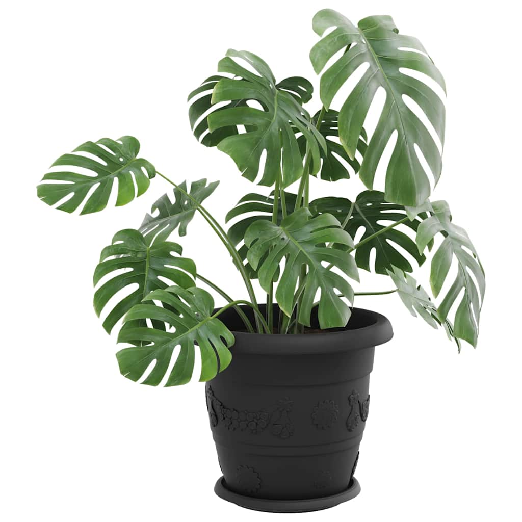 Vidaxl bols à fleurs ronds 24 pcs noir ø 23,5 x 2,5 cm en plastique