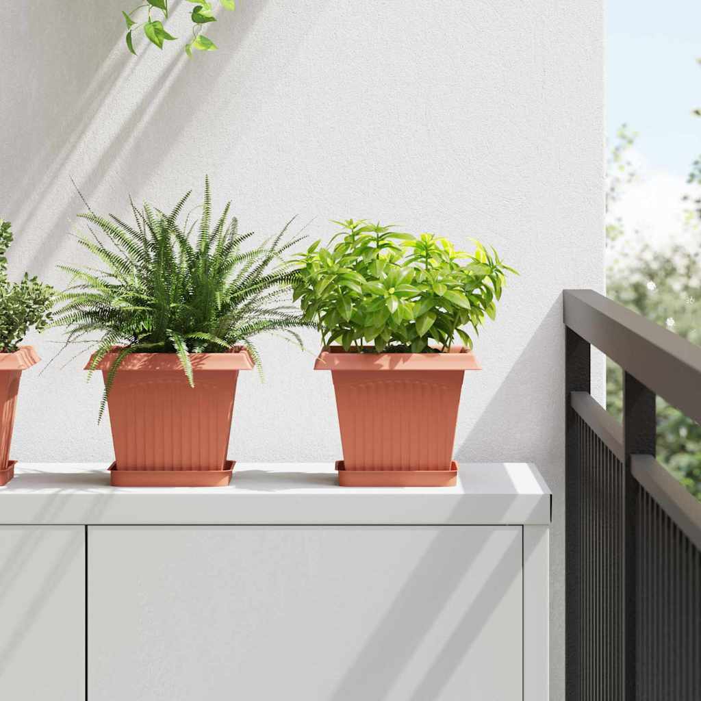 Vidaxx pot de fleur carré 6 pcs rouge brique 20 x 20 x 16 cm en plastique