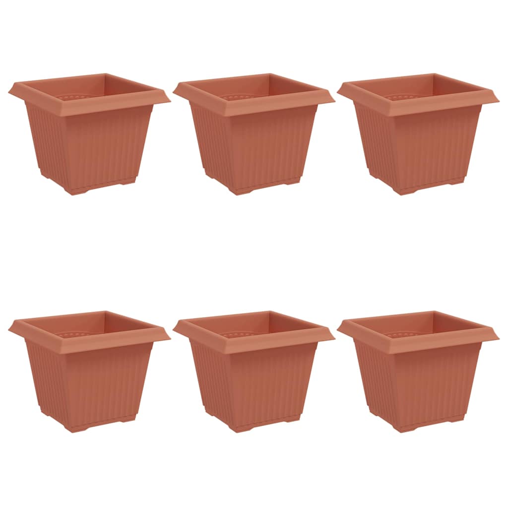 Vidaxx pot de fleur carré 6 pcs rouge brique 20 x 20 x 16 cm en plastique