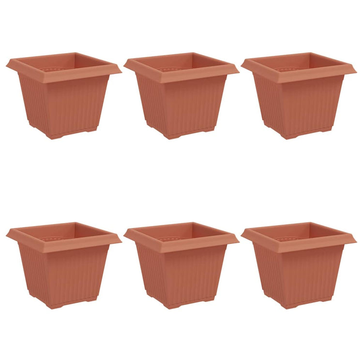 Vidaxx pot de fleur carré 6 pcs rouge brique 20 x 20 x 16 cm en plastique