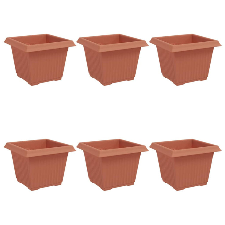 Vidaxx pot de fleur carré 6 pcs rouge brique 23 x 23 x 17,5 cm