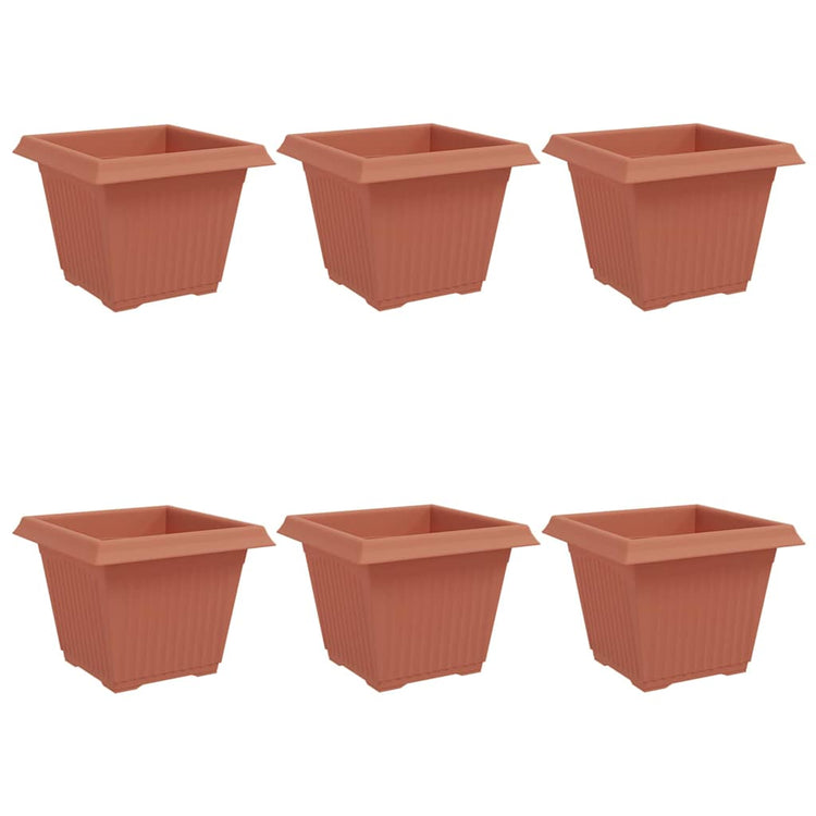 Vidaxx pot de fleur carré 6 pcs rouge brique 28,5 x 28,5 x 22 cm
