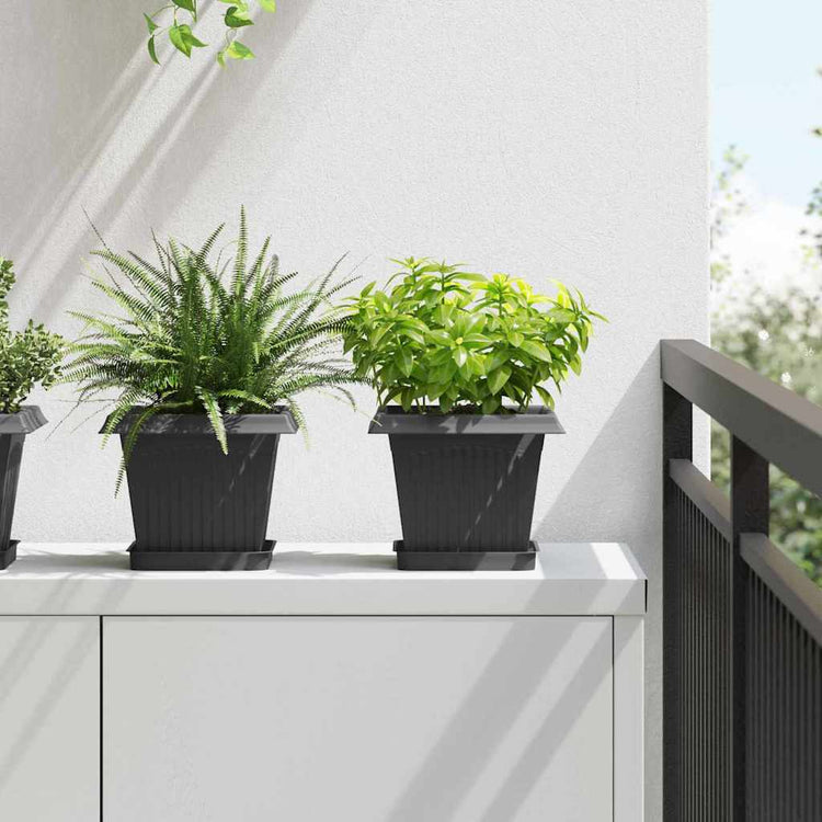 Vidaxx pot de fleur carré 6 pcs noir 20 x 20 x 16 cm plastique