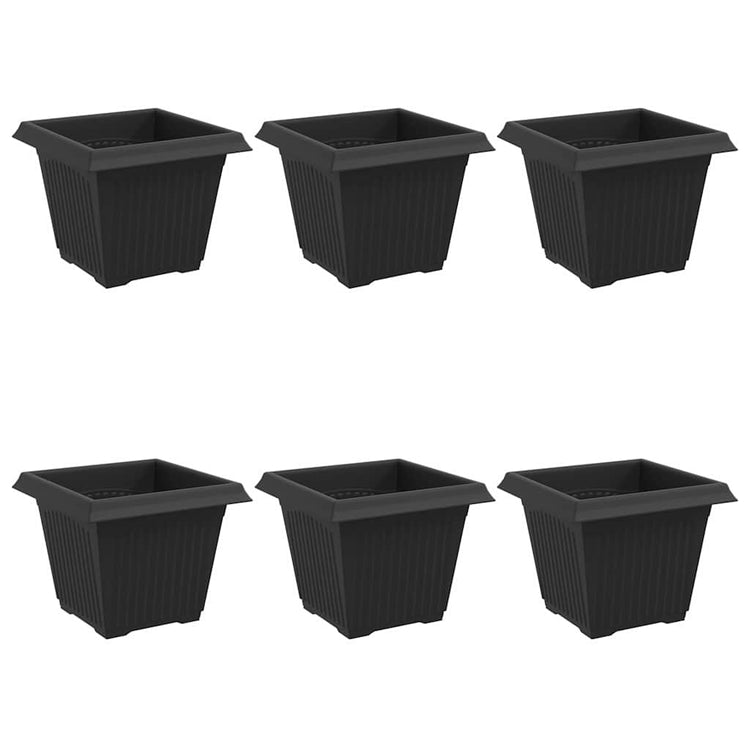 Vidaxx pot de fleur carré 6 pcs noir 20 x 20 x 16 cm plastique