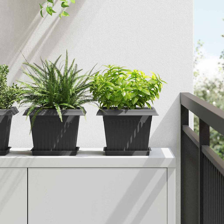 Vidaxx pot de fleur carré 6 pcs noir 23 x 23 x 17,5 cm plastique