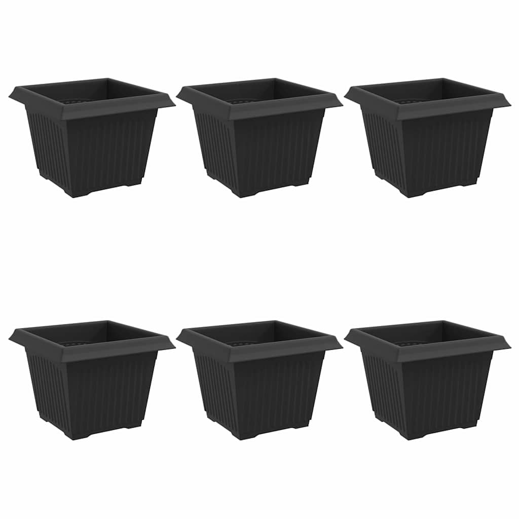 Vidaxx pot de fleur carré 6 pcs noir 23 x 23 x 17,5 cm plastique