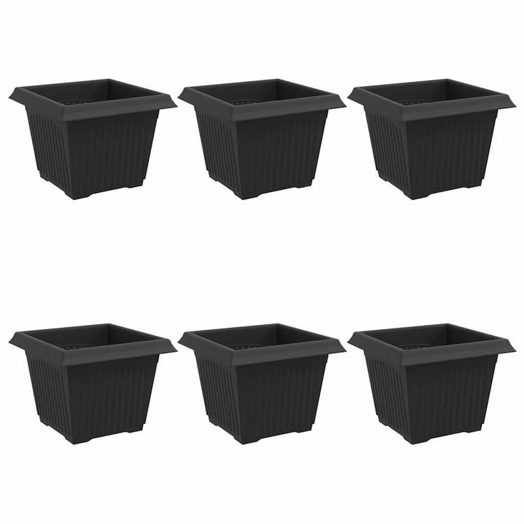 Vidaxx pot de fleur carré 6 pcs noir 23 x 23 x 17,5 cm plastique