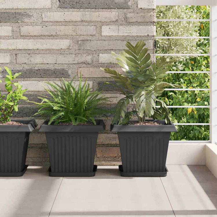 Vidaxxl pot de fleur carré 6 pcs noir 28,5 x 28,5 x 22 cm plastique