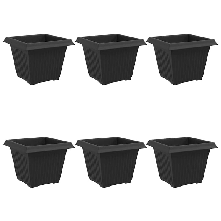 Vidaxxl pot de fleur carré 6 pcs noir 28,5 x 28,5 x 22 cm plastique