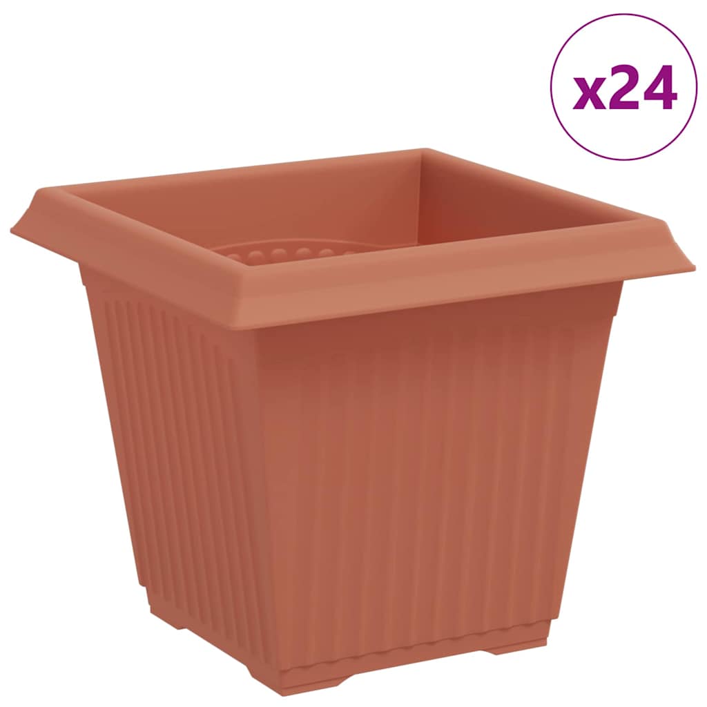 Vidaxx pot de fleur carré 24 pcs rouge brique 16 x 16 x 14 cm