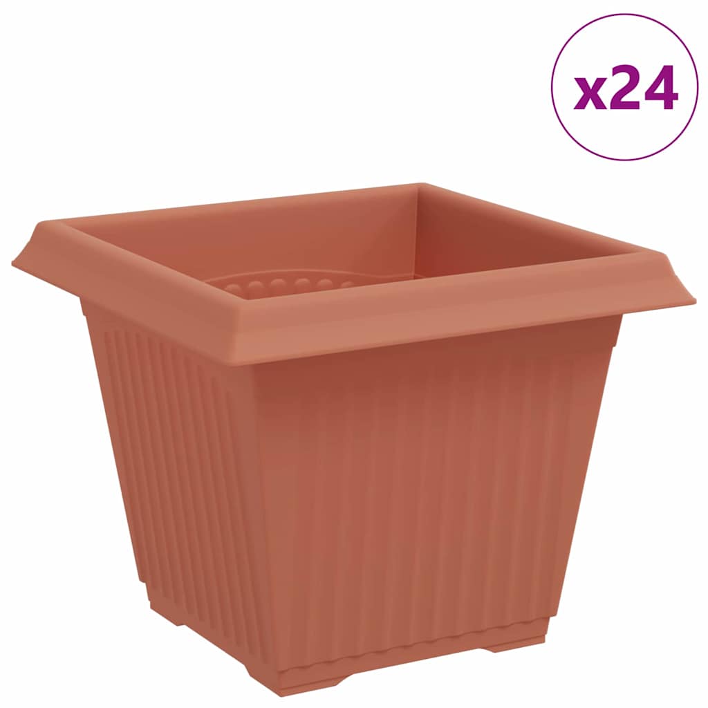VidaXL pot de fleur carré 24 pcs rouge brique 20 x 20 x 16 cm