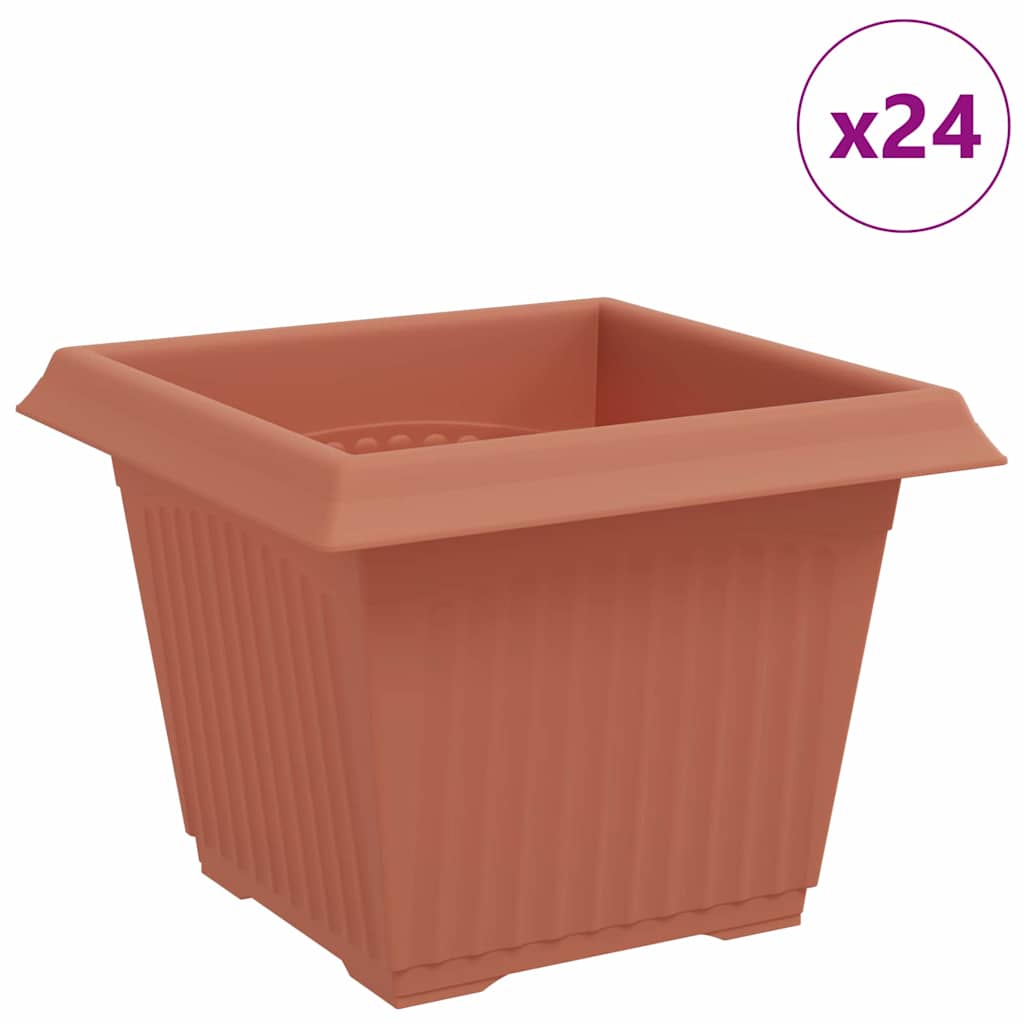 Vidaxx pot de fleur carré 24 pcs rouge brique 23 x 23 x 17,5 cm