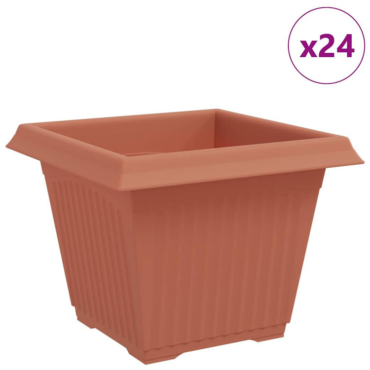 VidaXL pot de fleur carré 24 pcs rouge brique 28,5 x 28,5 x 22 cm