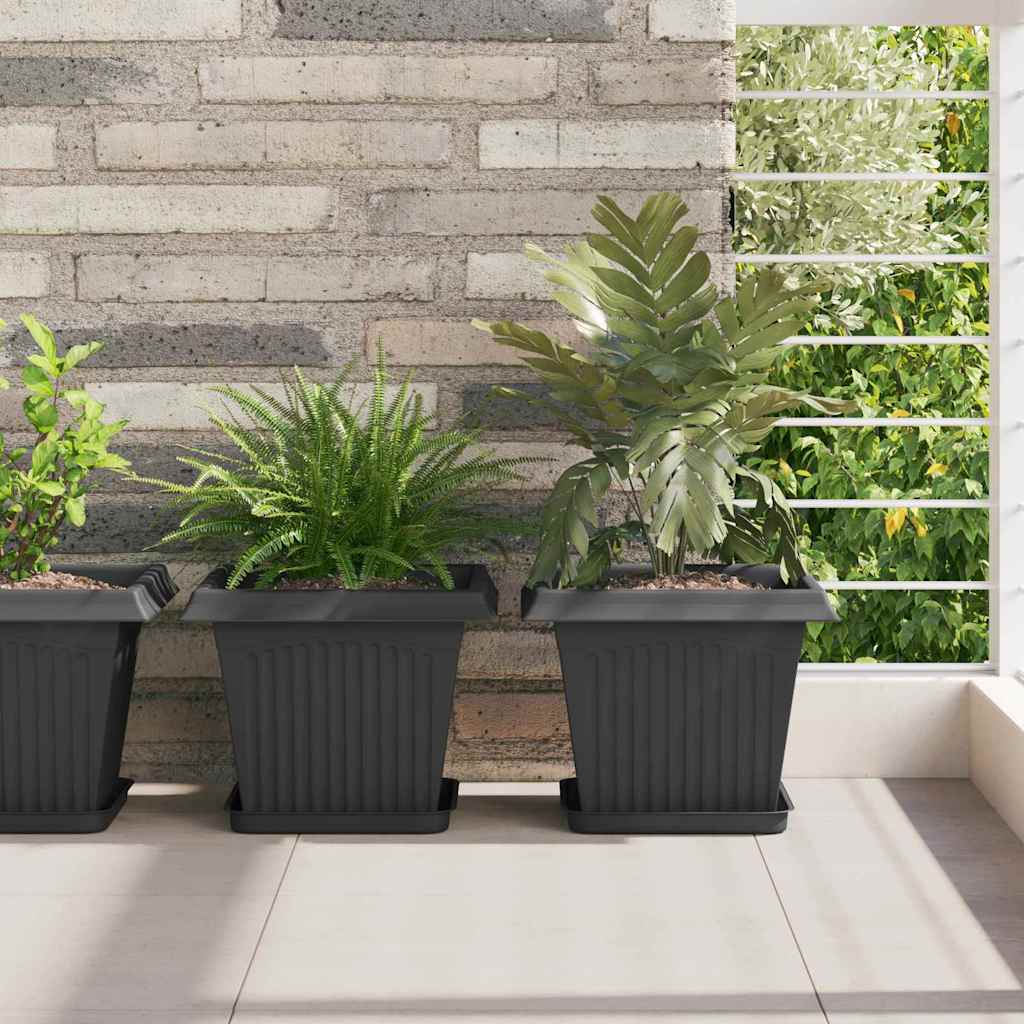 Vidaxx pot de fleur carré 24 pcs noir 28,5 x 28,5 x 22 cm plastique