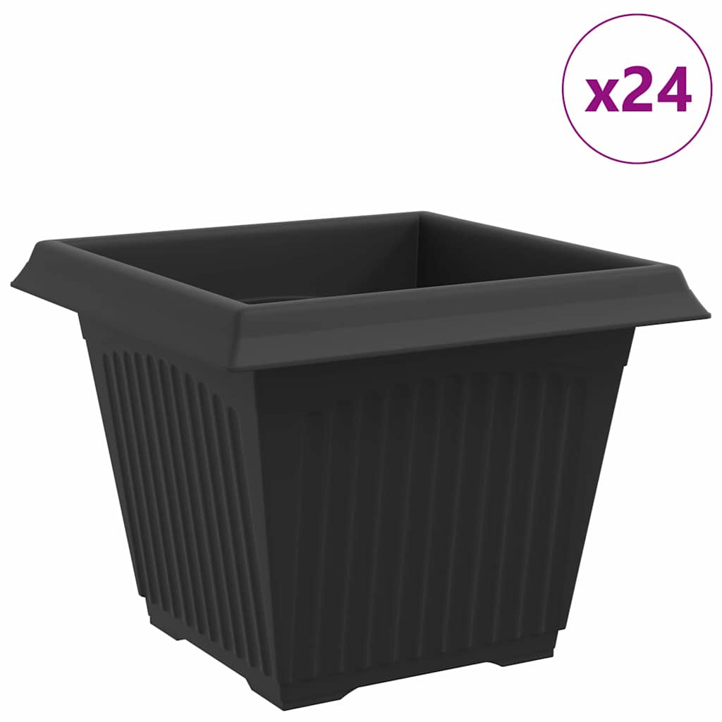 Vidaxx pot de fleur carré 24 pcs noir 28,5 x 28,5 x 22 cm plastique