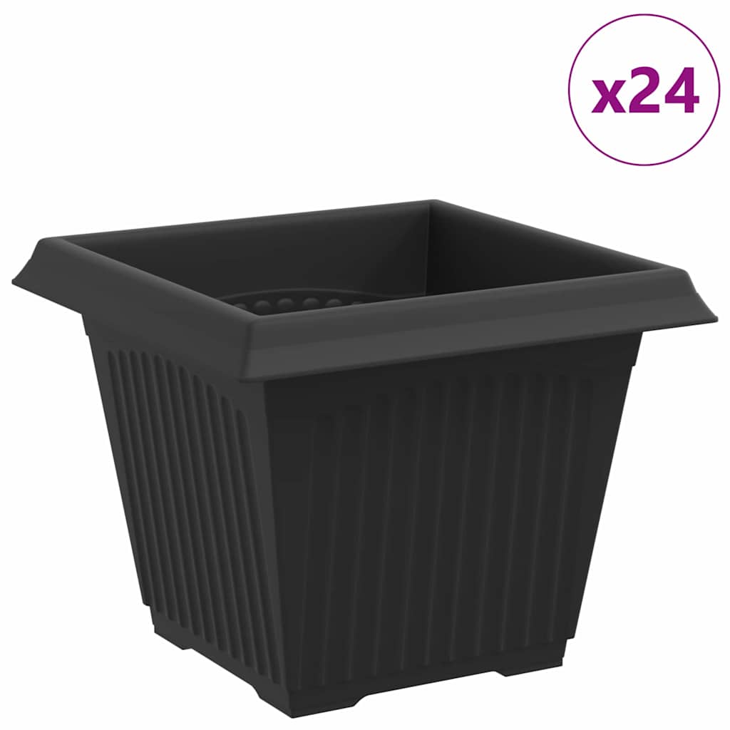 Vidaxx pot de fleur carré 24 pcs noir 33 x 33 x 26 cm plastique