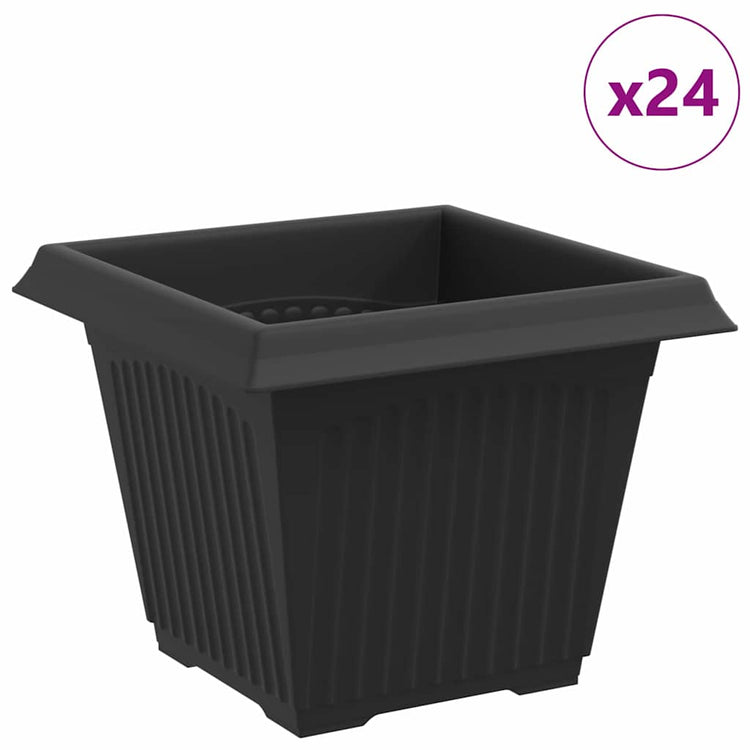 Vidaxx pot de fleur carré 24 pcs noir 33 x 33 x 26 cm plastique