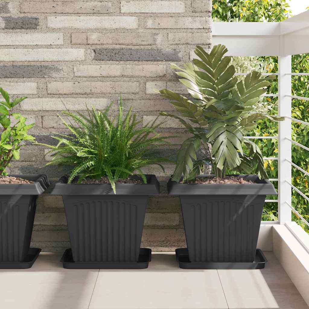 VidaXL pot de fleur carré 24 pcs noir 38 x 38 x 30 cm plastique