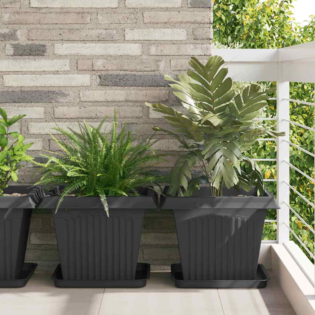 Vidaxxl pot de fleur carré 24 pcs noir 43 x 43 x 33,5 cm plastique
