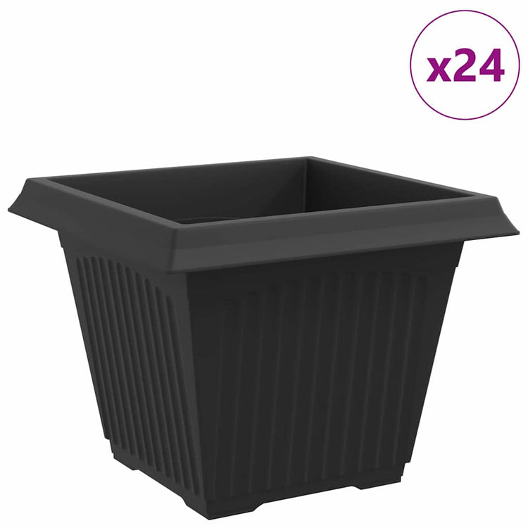 Vidaxxl pot de fleur carré 24 pcs noir 43 x 43 x 33,5 cm plastique