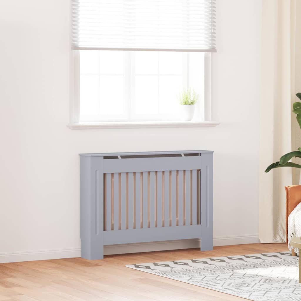 Vidaxxl cache-radiateur 2 pcs gris 112 x 19 x 81,5cm bois d'ingénierie