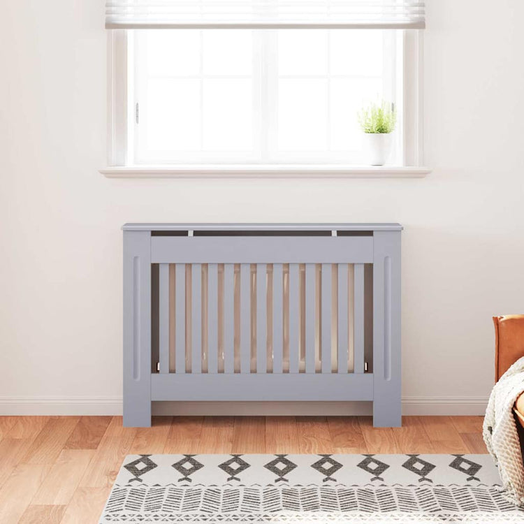 Vidaxxl cache-radiateur 2 pcs gris 112 x 19 x 81,5cm bois d'ingénierie