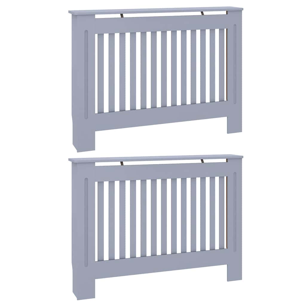 Vidaxxl cache-radiateur 2 pcs gris 112 x 19 x 81,5cm bois d'ingénierie