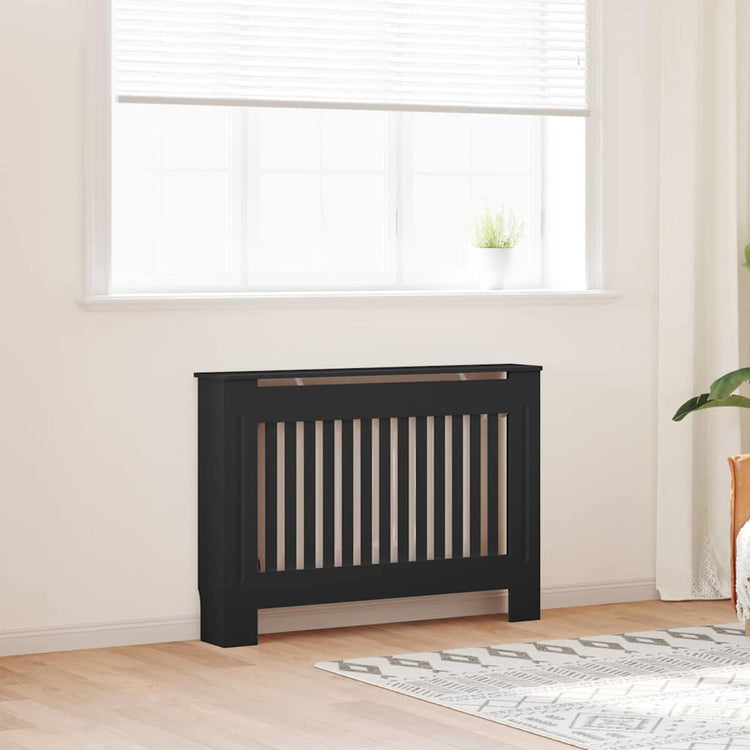 Vidaxxl cache-radiateur 2 pcs noir 112 x 19 x 81,5cm bois d'ingénierie
