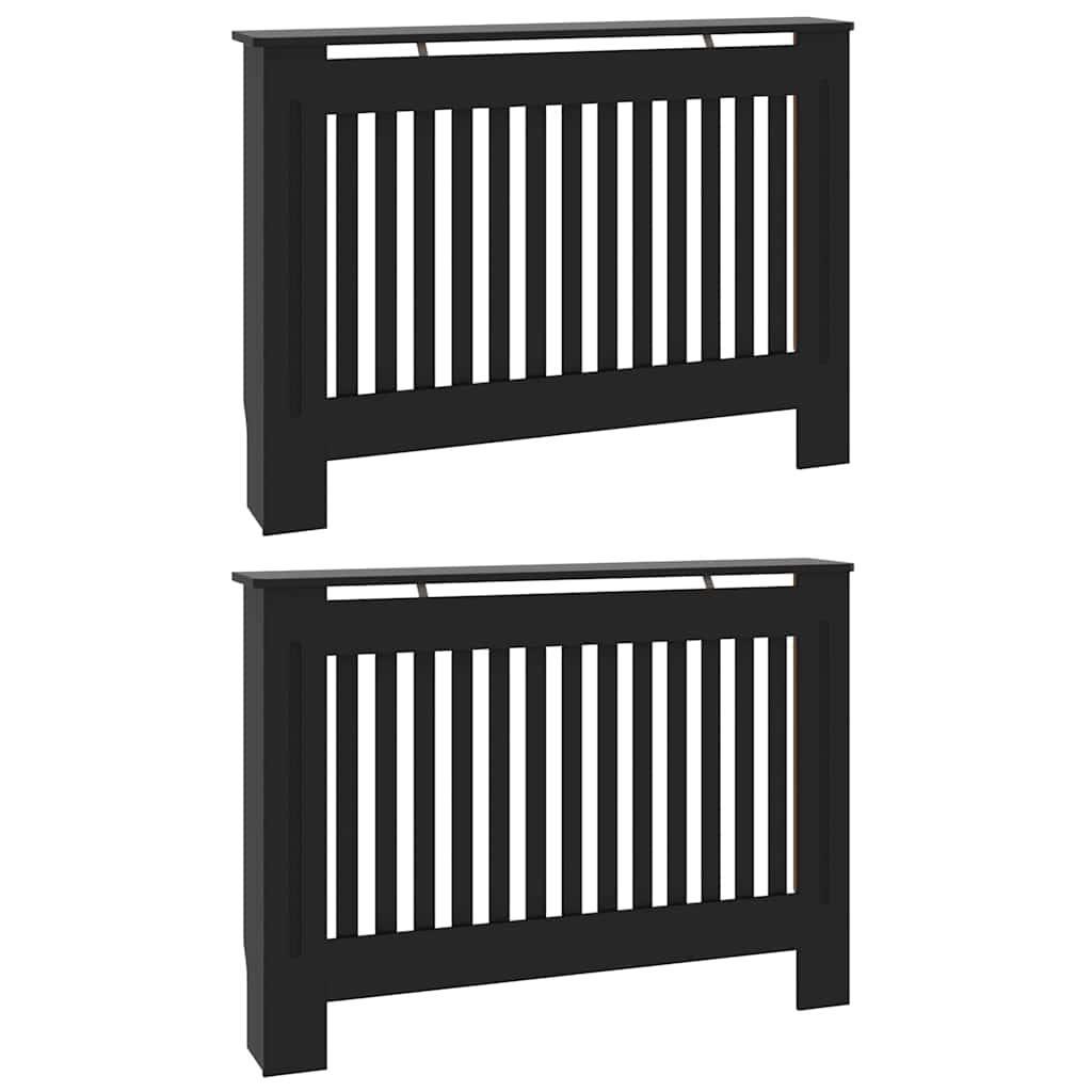 Vidaxxl cache-radiateur 2 pcs noir 112 x 19 x 81,5cm bois d'ingénierie