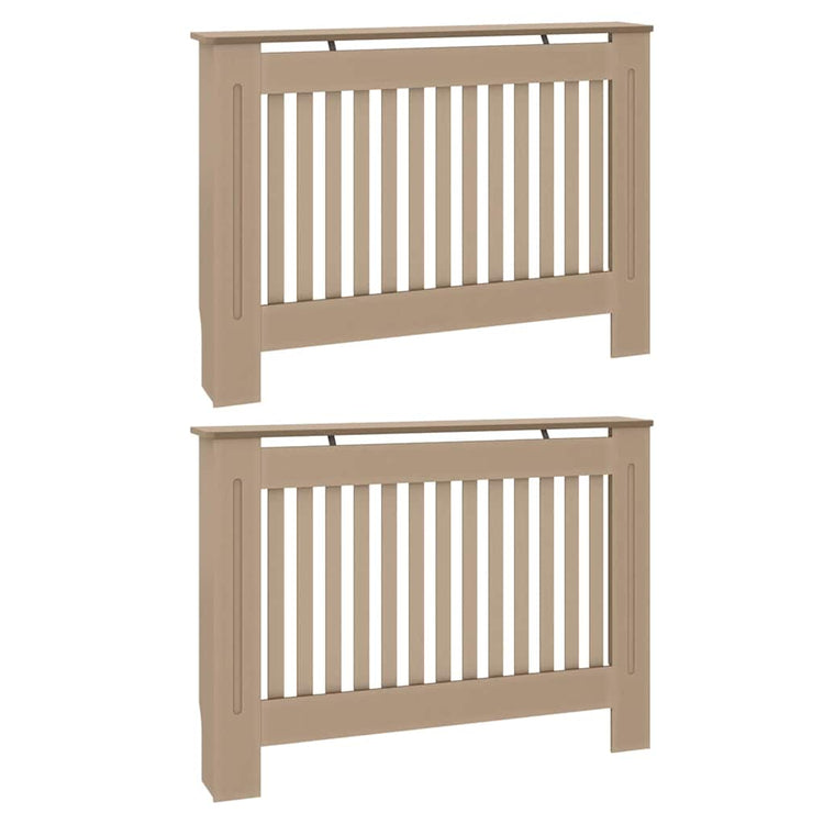 Vidaxxl cache-radiateur 2 pcs marron 112 x 19 x 81,5cm bois d'ingénierie