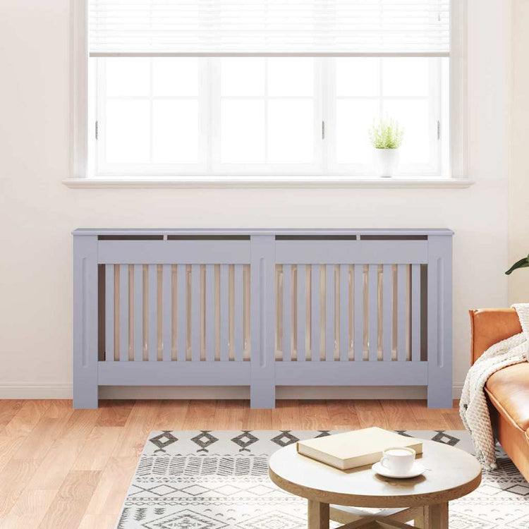 Vidaxxl cache-radiateur 2 pcs gris 172 x 19 x 81,5 cm bois d'ingénierie