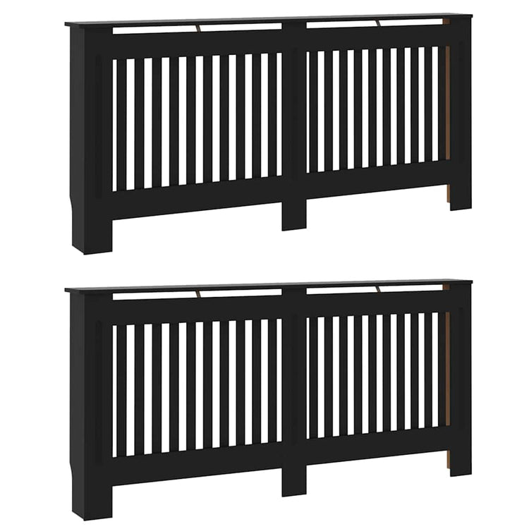 Vidaxxl cache-radiateur 2 pcs noir 172 x 19 x 81,5 cm bois d'ingénierie