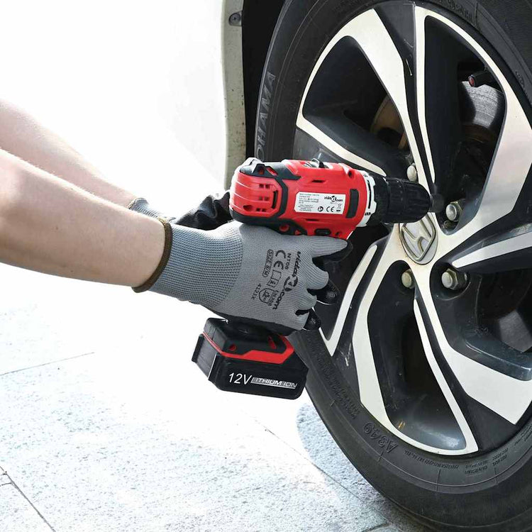 VidaXL gants de travail 24 pcs gris et noir 11 xxl polyester