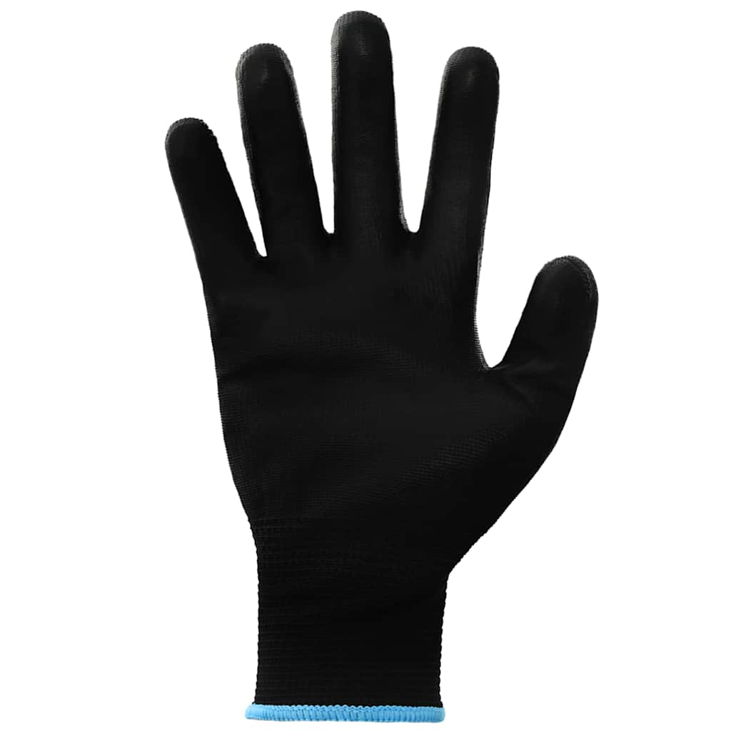 VidaXL gants de travail 12 pcs noir 9 l polyester