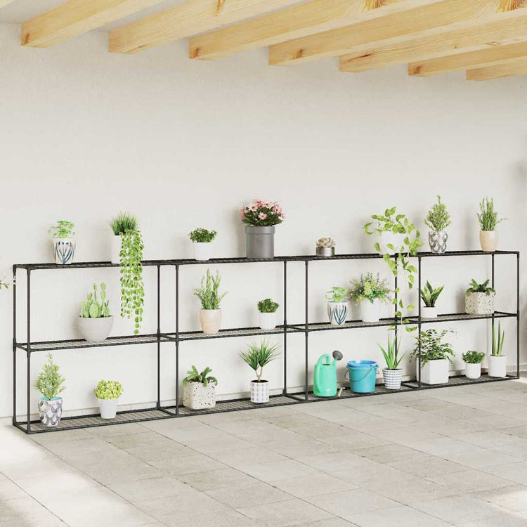 Vidaxx Support pour plantes à 3 niveaux noir 400 x 32 x 104 cm en acier