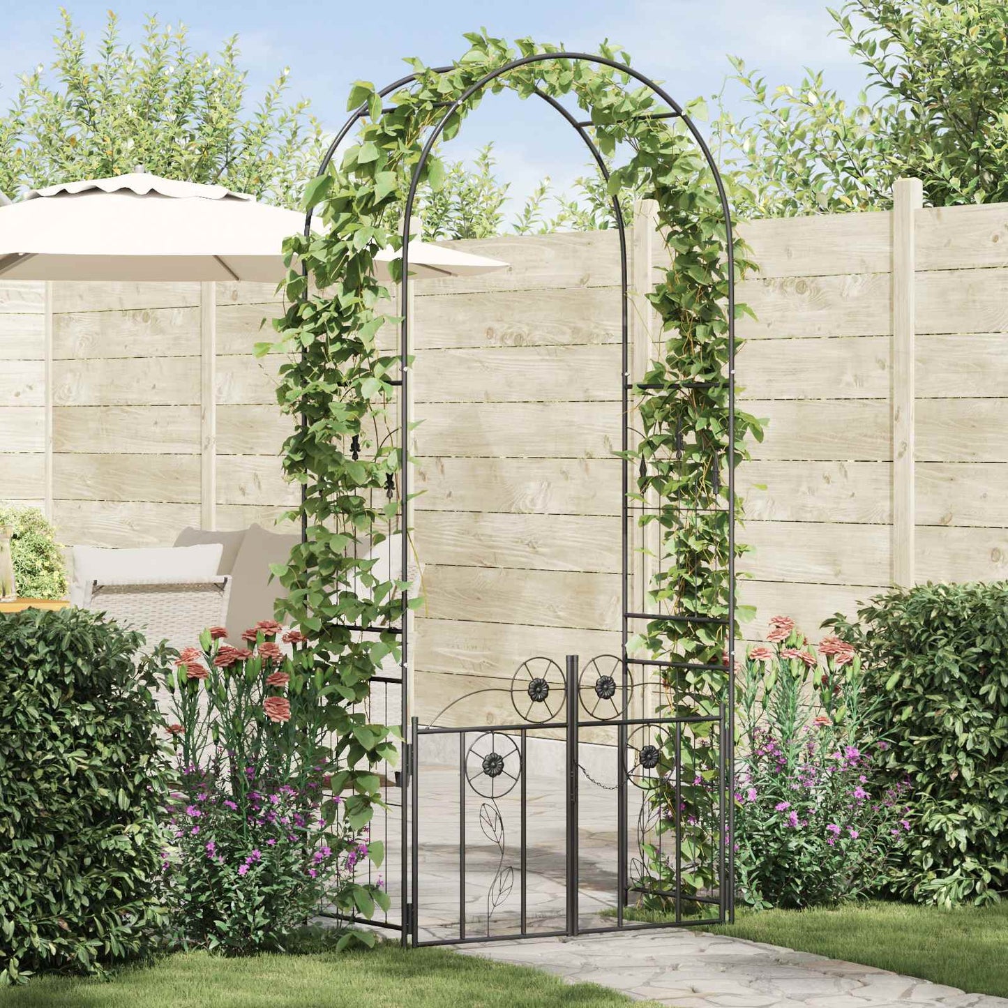Arche de jardin VidaXL avec serrure noir 102 x 50 x 218 cm