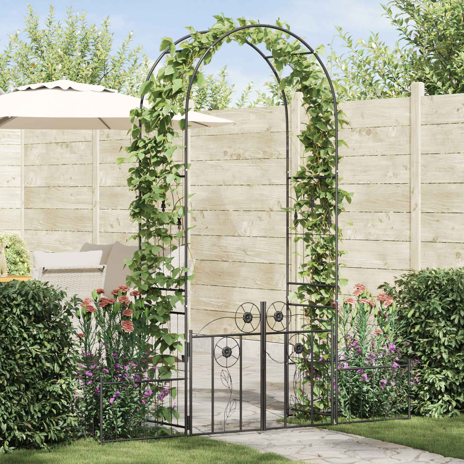 Vidaxl Arche de jardin avec serrure noir 203 x 50 x 218 cm